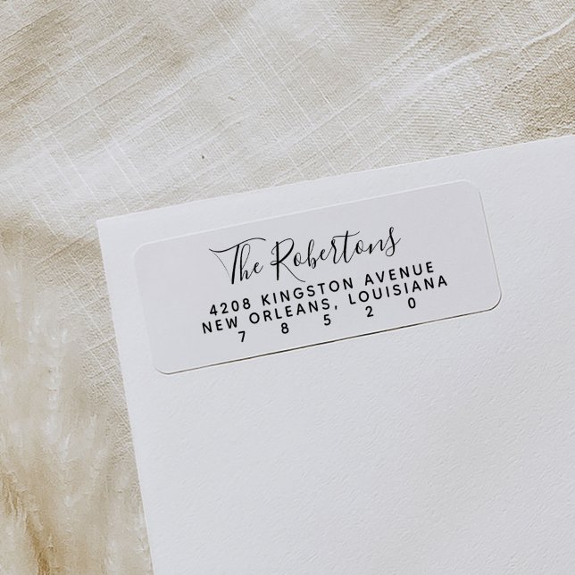Étiquettes d'adresse de retour de nom de script (Modern minimal script return address labels.)