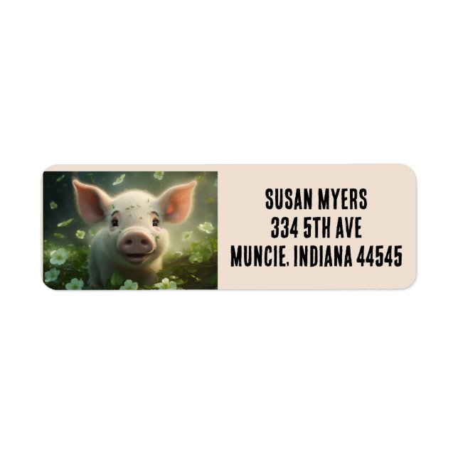 ÉTIQUETTES D'ADRESSE DE RETOUR DE PIG ROSE CUTE (Devant)