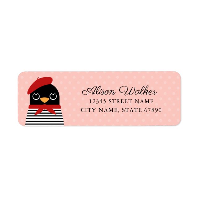 Étiquettes d'adresse de retour de pingouin (Devant)