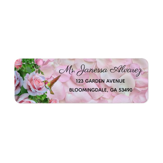 Étiquettes d'adresse de retour de roses roses de c (Devant)