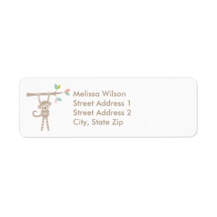 Étiquettes d'adresse de retour de singe mignonne