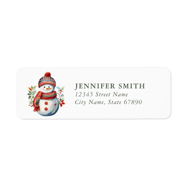 Étiquettes d'adresse de retour de Snowman (Devant)