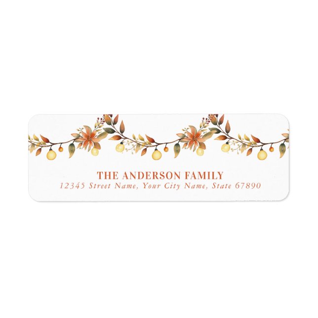 Étiquettes d'adresse de retour de Thanksgiving (Devant)