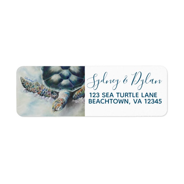 Étiquettes d'adresse de retour de tortue tropicale (Devant)