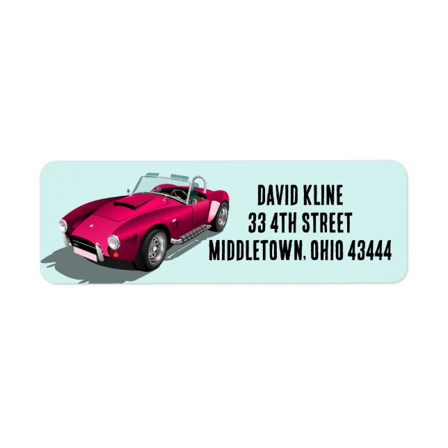 ÉTIQUETTES D'ADRESSE DE RETOUR DE VOITURE SPORTIVE (Devant)