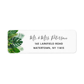 Étiquettes d'adresse de retour des Feuilles tropic