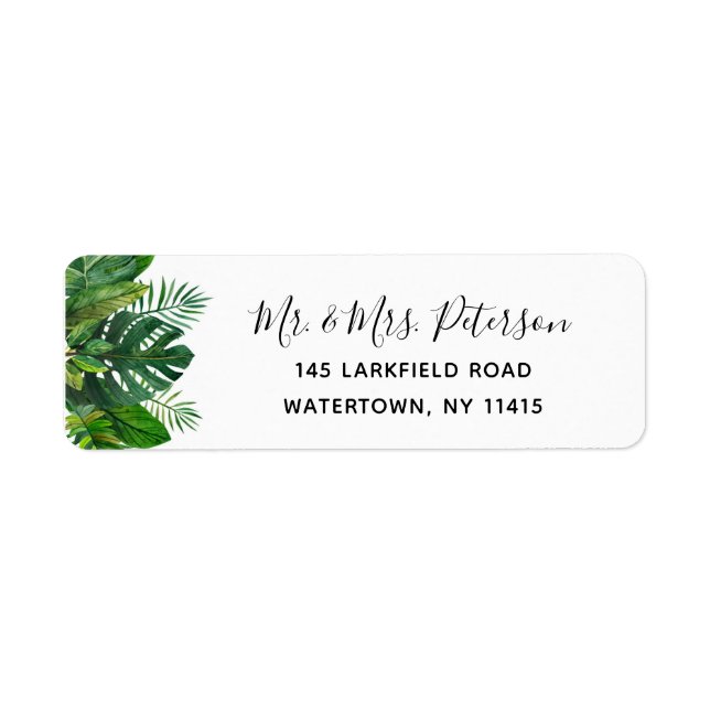 Étiquettes d'adresse de retour des Feuilles tropic (Devant)