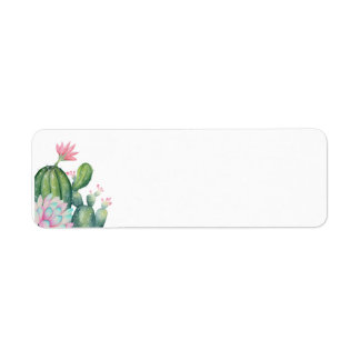Étiquettes d'adresse de retour des fleurs Cactus