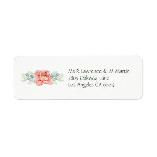 Étiquettes d'adresse de retour des fleurs d'aquare
