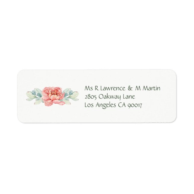 Étiquettes d'adresse de retour des fleurs d'aquare (Devant)