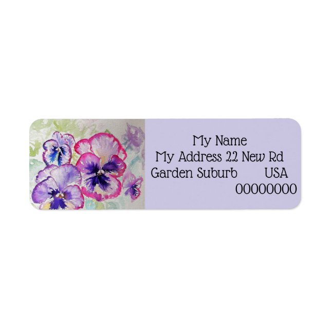 Étiquettes d'adresse de retour des fleurs de purpl (Devant)