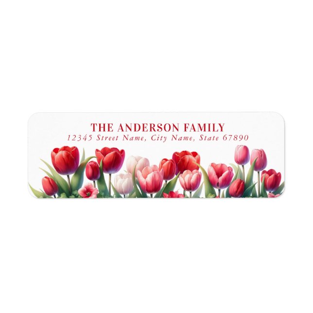 Étiquettes d'adresse de retour des fleurs de tulip (Devant)