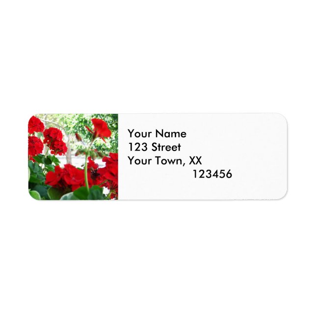 Étiquettes d'adresse de retour des Geraniums rouge (Devant)