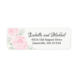 Étiquettes d'adresse de retour des Roses d'aquarel