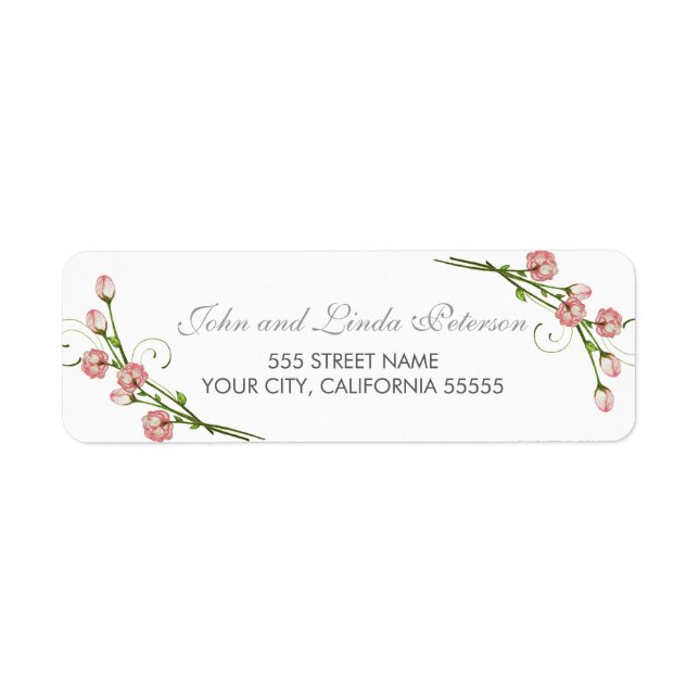 Étiquettes d'adresse de retour des Roses de jardin (Devant)
