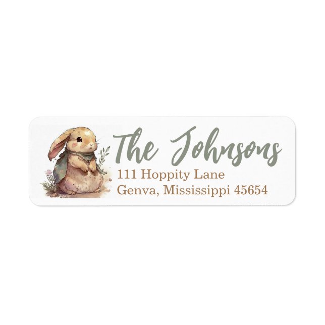 Étiquettes d'adresse de retour du lapin mignon pou (Devant)