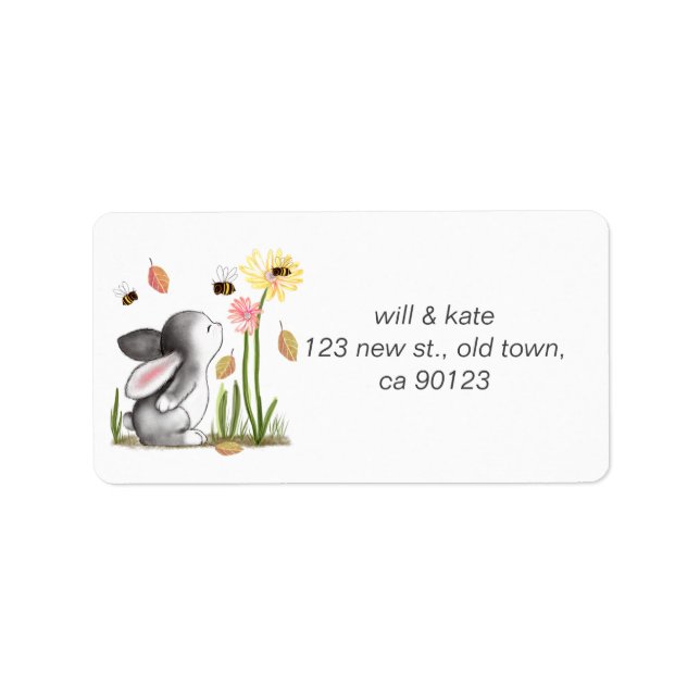 Étiquettes d'adresse de retour du lapin mignonne (Devant)