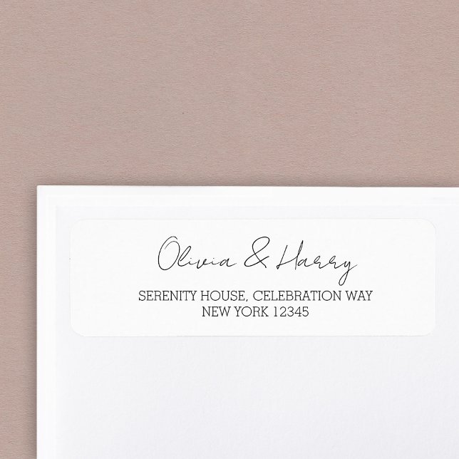 Étiquettes d'adresse de retour du Mariage blanc (Personalize Your Custom Name(s) in Handwritten Style. Add Return Address.)