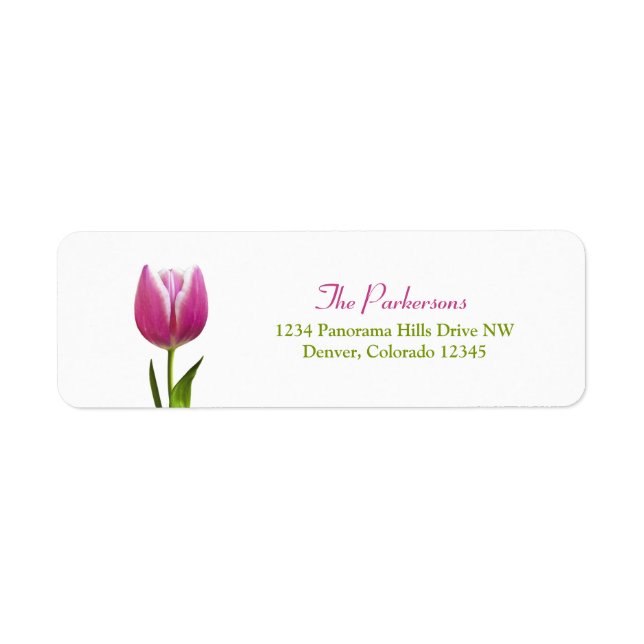 Étiquettes d'adresse de retour du Mariage de Tulip (Devant)