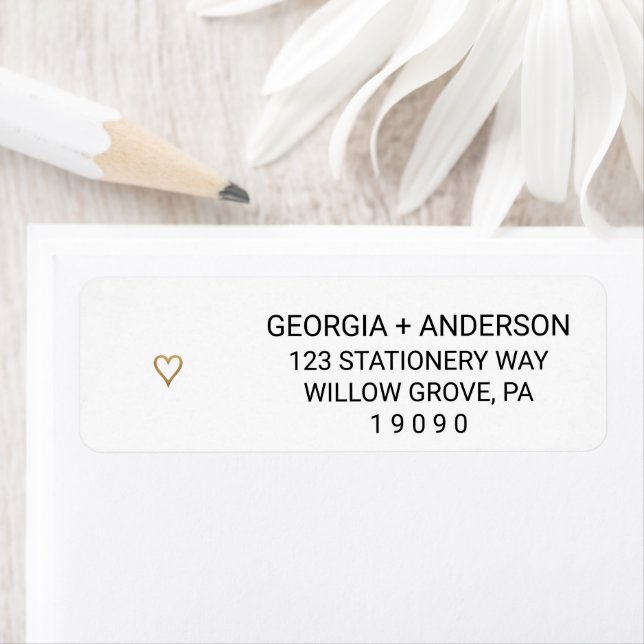 Étiquettes d'adresse de retour du Mariage Gold sim (En situation)