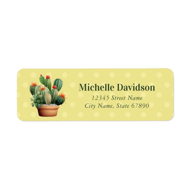 Étiquettes d'adresse de retour du Plante Cactus (Devant)