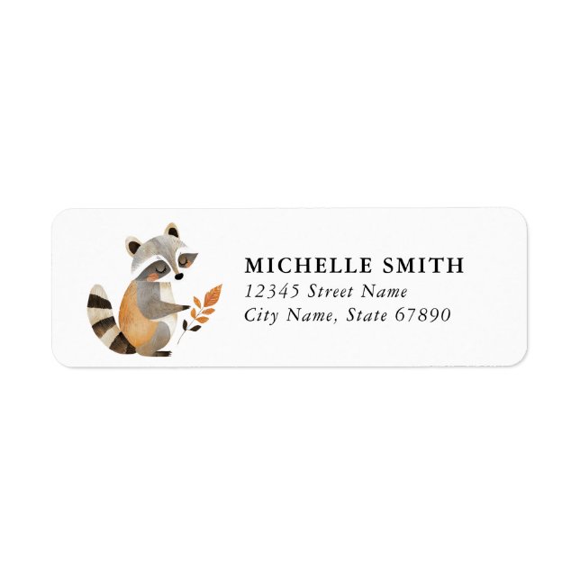 Étiquettes d'adresse de retour du Raccoon mignon (Devant)