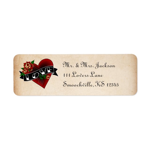 Étiquettes d'adresse de retour du Rose de tatouage (Devant)