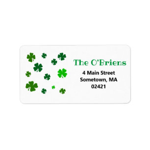 Étiquettes d'adresse de retour du Shamrock irlanda