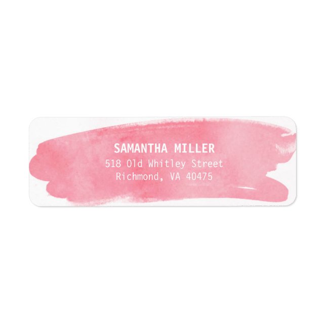 Étiquettes d'adresse de retour en aquarelle rose (Devant)