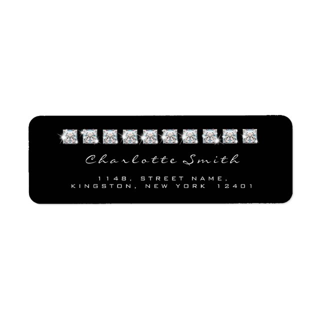Étiquettes d'adresse de retour en noir diamant (Devant)