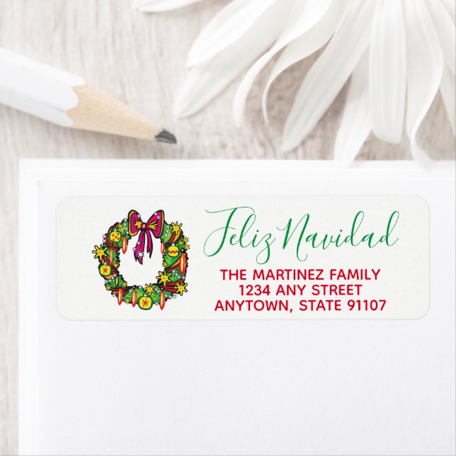 Étiquettes d'adresse de retour Feliz Navidad (En situation)