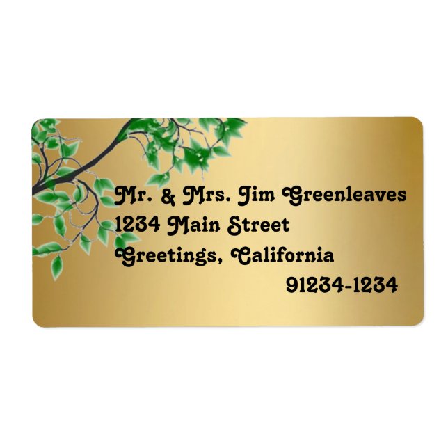 Étiquettes d'adresse de retour Feuille Gold Foil v (Devant)
