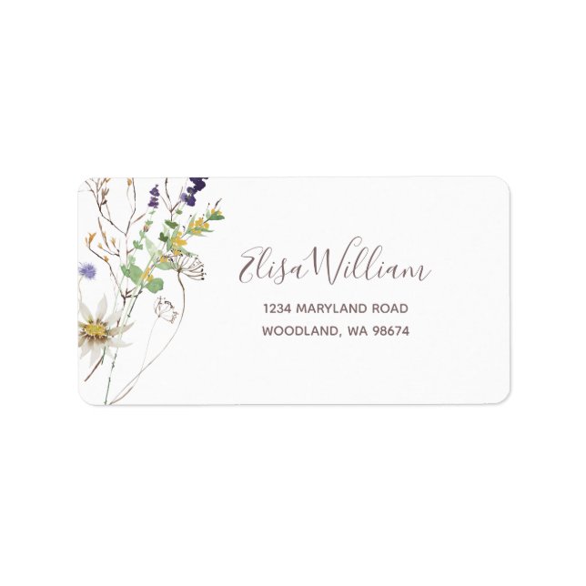 Étiquettes d'adresse de retour fleur sauvage (Devant)