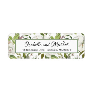 Étiquettes d'adresse de retour Floral Rose blanche