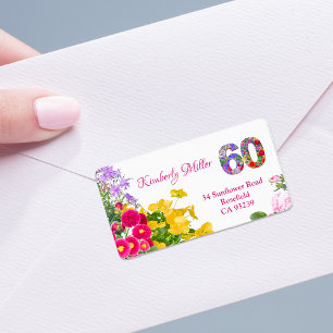 Étiquettes d'adresse de retour florale moderne à 6