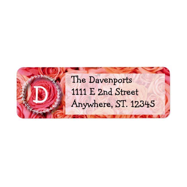 Étiquettes d'adresse de retour florale Monogramme (Devant)