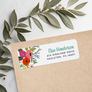 Étiquettes d'adresse de retour florale personnalis