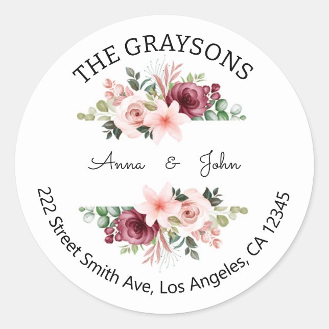 Étiquettes d'adresse de retour florales (Devant)
