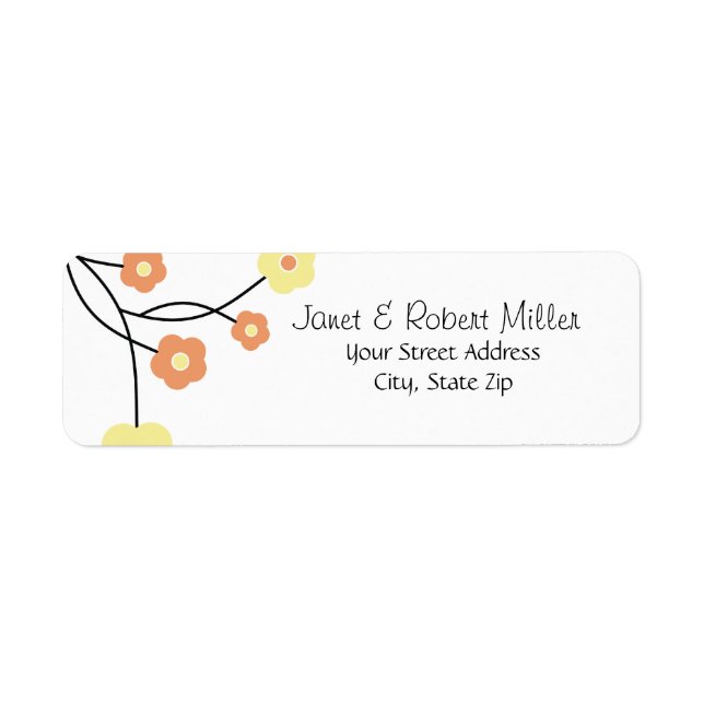 Étiquettes d'adresse de retour florales contempora (Devant)