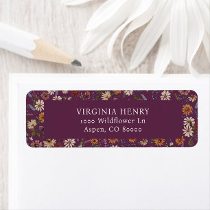Étiquettes d'adresse de retour florales de Bourgog
