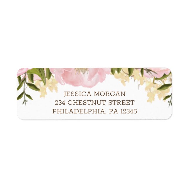 Étiquettes d'adresse de retour florales roses (Devant)