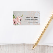 Étiquettes d'adresse de retour florales roses | Bo
