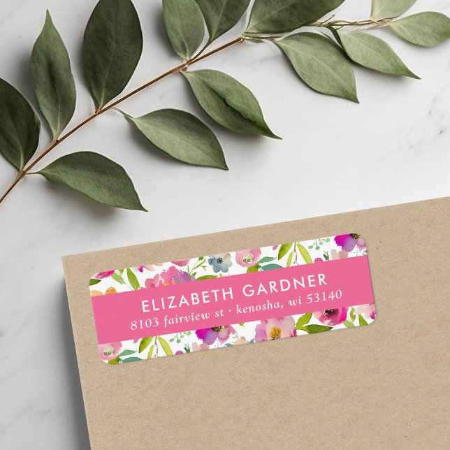Étiquettes d'adresse de retour florales roses et v (Créateur téléchargé)