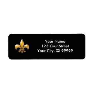 Étiquettes d'adresse de retour Gold et Black Fleur