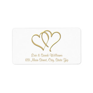 Étiquettes d'adresse de retour Gold Hearts