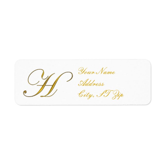 Étiquettes d'adresse de retour Gold Monogramme H (Devant)