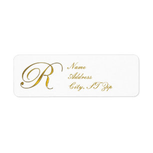 Étiquettes d'adresse de retour Gold Monogramme R
