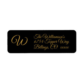 Étiquettes d'adresse de retour Gold sur monogramme
