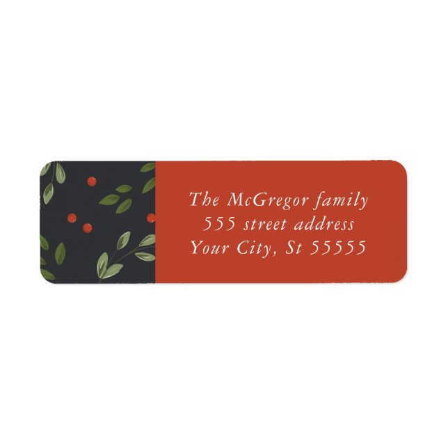 Étiquettes d'adresse de retour Holly et Berries (Devant)