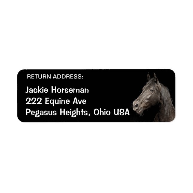 Étiquettes d'adresse de retour HORSE Equine (Devant)